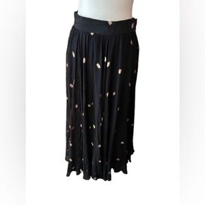 100% Silk Ellen Tracy Skirt Sheer Midi Pleated Designer Medium Size 10 Black